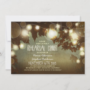 string lights rustic rehearsal dinner invitation