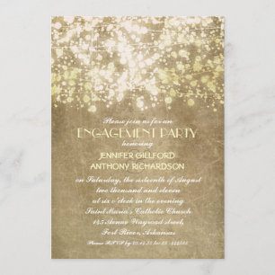 string lights rustic vintage engagement party invitation