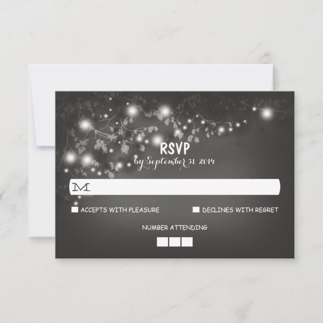 String Lights Rustic Wedding RSVP Cards (Front)