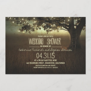 string lights rustic wedding shower invitation