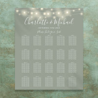 String Lights Sage Green Wedding Seating Chart