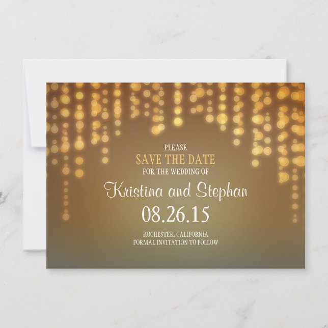 string lights SAVE THE DATE cards (Front)