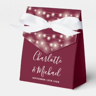 String Lights Signature Script Burgundy Wedding Favour Box