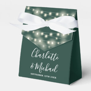 String Lights Signature Script Emerald Wedding Favour Box