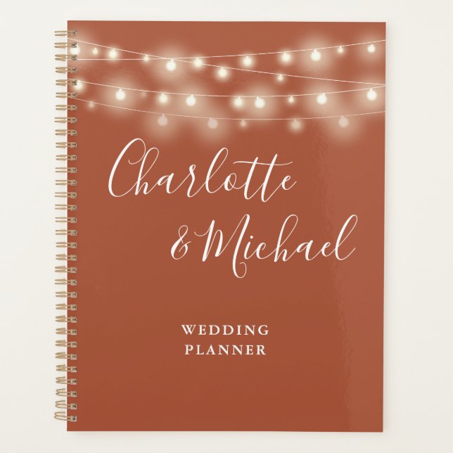 String Lights Signature Script Terracotta Wedding Planner (Front)