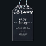 String Lights Sip Sip Hooray Bridal Shower   Gift Tags<br><div class="desc">These string lights sip sip hooray bridal shower gift tags are perfect for a simple wedding shower. The design features beautiful hand-painted string lights in a dark blue background.</div>