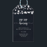 String Lights Sip Sip Hooray Bridal Shower   Gift Tags<br><div class="desc">These string lights sip sip hooray bridal shower gift tags are perfect for a simple wedding shower. The design features beautiful hand-painted string lights in a dark blue background.</div>
