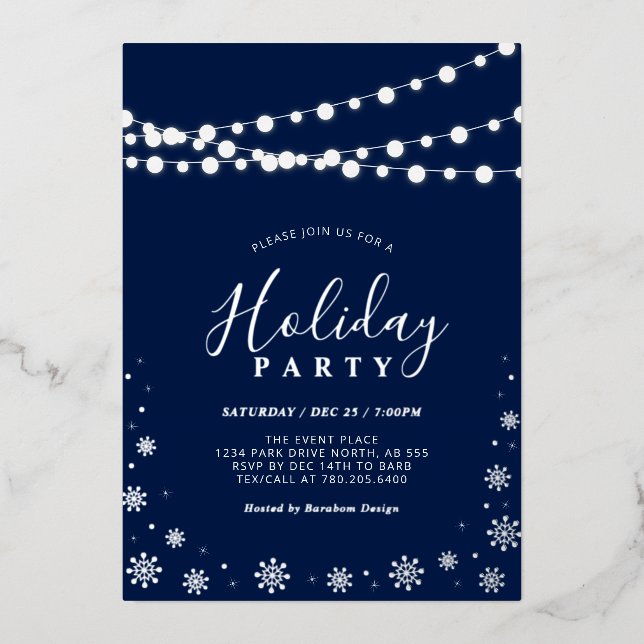 String Lights & Snowflakes | Modern Holiday Party  (Front)