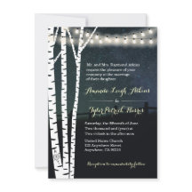 String Lights Stars Birch Tree Wedding Invitations