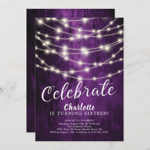 String Lights Sweet 16th Birthday Invitation