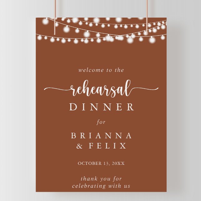 String Lights Terracotta Rehearsal Dinner Welcome  Poster (Creator Uploaded)