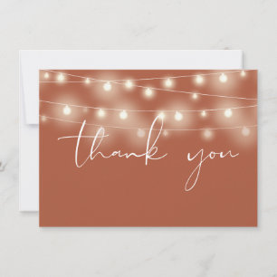 String Lights Terracotta Script Calligraphy Thank You Card