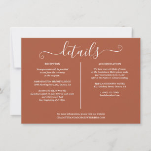 String Lights Terracotta Wedding Details Info Invitation
