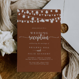String Lights Terracotta Wedding Reception   Invitation
