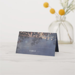 String Lights Tree Branches Rustic Place Card