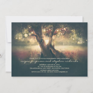 String Lights Tree - Carved Heart Engagement Party Invitation