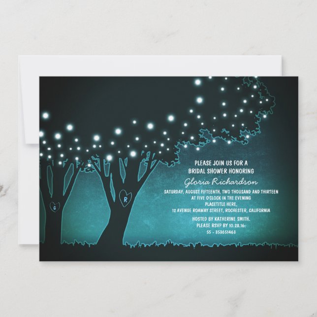 String lights tree rustic bridal shower invitation (Front)