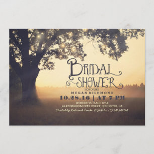 string lights tree rustic bridal shower invitation