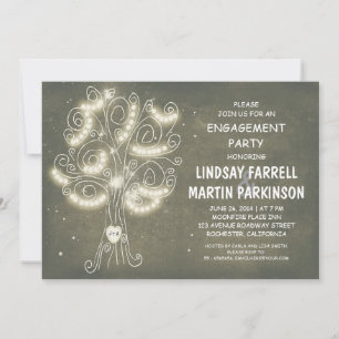 string lights tree rustic engagement party invitation