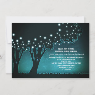 String lights tree rustic rehearsal dinner invitation