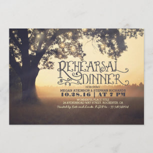 string lights tree rustic rehearsal dinnr invite