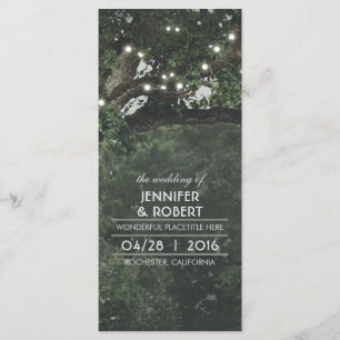 String Lights Tree-Rustic Woodland Wedding Program Programme