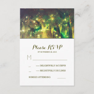 String Lights Tree Southern Rustic Wedding RSVP Card