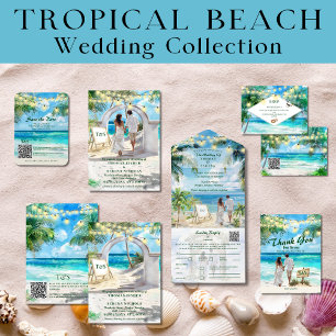 String Lights Tropical Beach Thank You Wedding Postcard