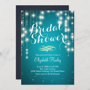 String Lights Turquoise Bridal Shower Invitation