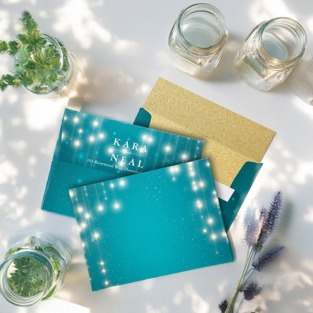 String Lights & Turquoise Glitter Sparkle Envelope (Creator Uploaded)