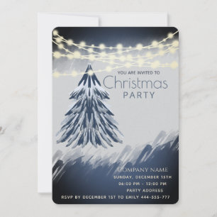 String lights watercolor Christmas party  Invitation