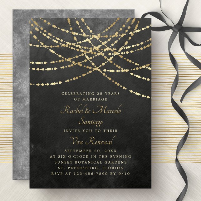 String Lights Wedding Anniversary Vow Renewal Invitation (Creator Uploaded)