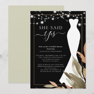 String Lights Wedding Dress Bridal Shower Invitation