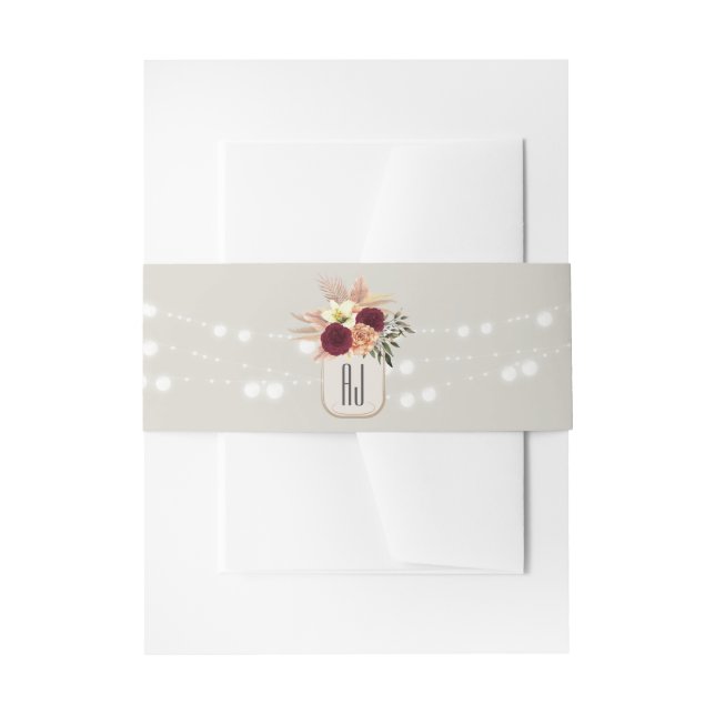 String Lights Wedding  Invitation Belly Band (Front Example)