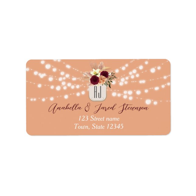 String Lights Wedding Return Address Label (Front)