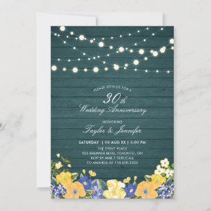 String Lights & Wood   30th Wedding Anniversary Invitation