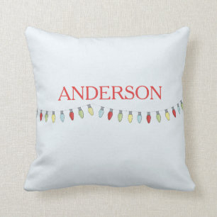 String of Christmas Lights Editable Pillow