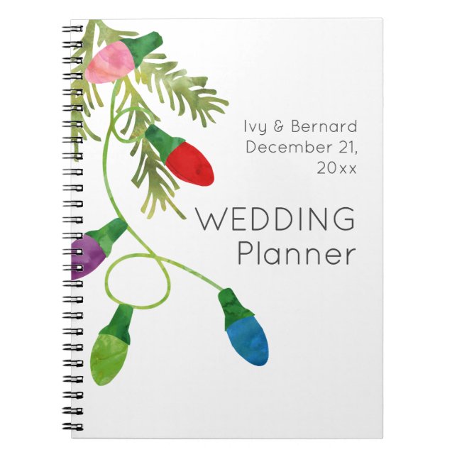 String of Colour Christmas Lights Wedding Planner Notebook (Front)