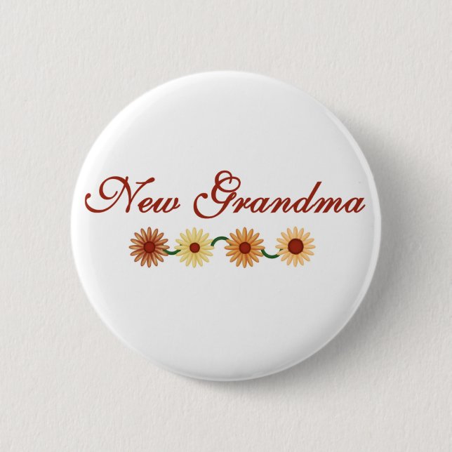 String of Flowers New Grandma 6 Cm Round Badge (Front)