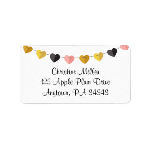 String of Hearts Custom Address Label