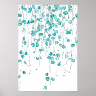 string of hearts watercolor poster