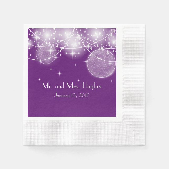 String of lights and stars wedding napkin (Front)