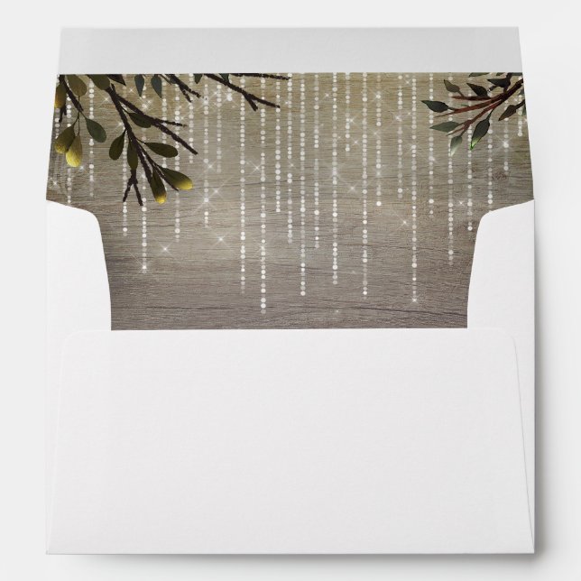 String of Lights and Tree Branches Wedding Envelopes (Back (Bottom))