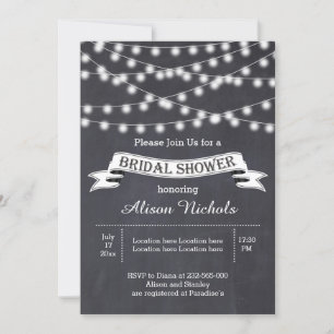 String of lights & banner wedding bridal shower invitation