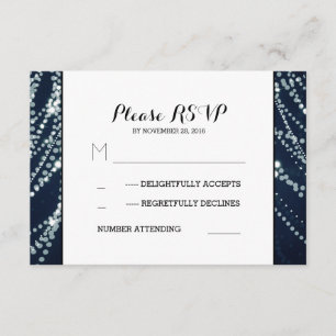 String of lights blue wedding RSVP cards