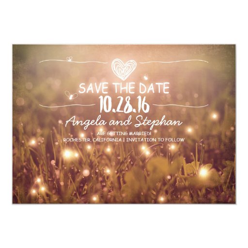 Image of string of lights blush rustic save the date cards