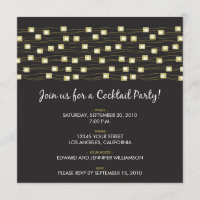 String of Lights Cocktail Party Invitation (black)