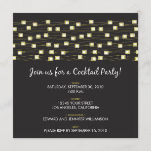 String of Lights Cocktail Party Invitation (black)
