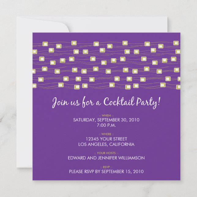 String of Lights Cocktail Party Invite (purple) (Front)
