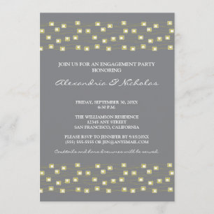 String of Lights Engagement Party Invite (grey)